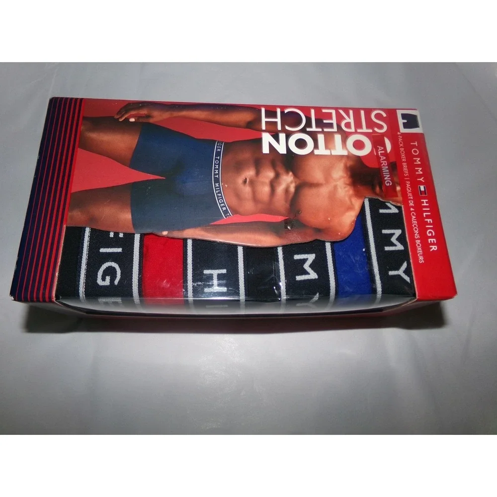 MENS TOMMY HILFIGER XL 40-42 COTTON 4 PACK BOXER BRIEFS UNDERWEAR NIP